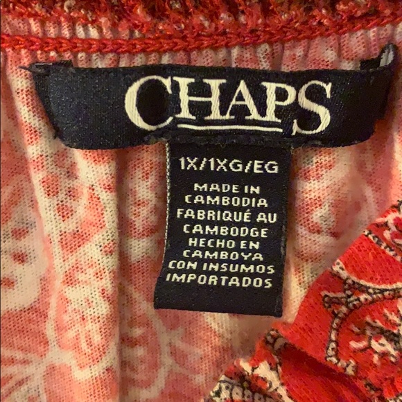 Chaps red paisley blouse w/elastic waist. - Picture 3 of 4